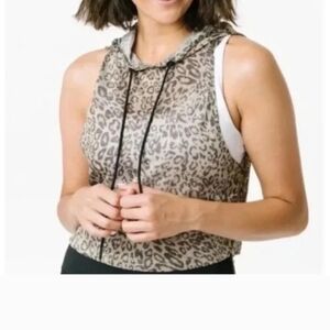 ZYIA Leopard Print Sleeveless Hoodie